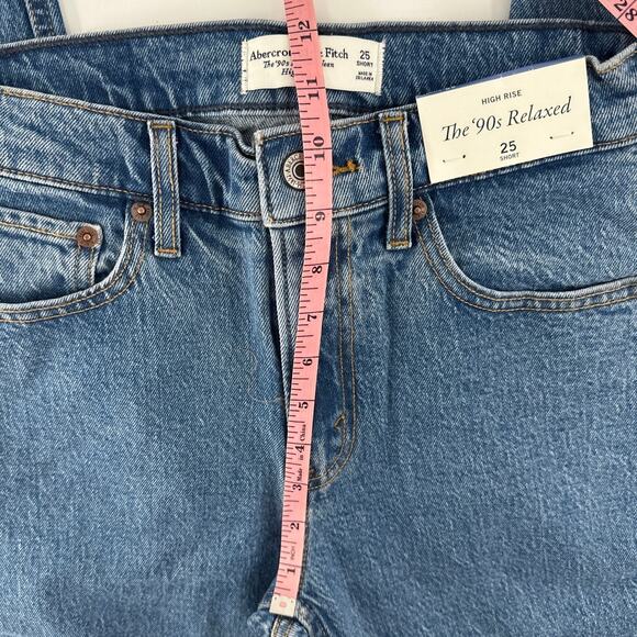 Abercrombie & Fitch Women's Medium Marble High Rise 90s Relaxed Jeans 25 Short - Picture 8 of 11